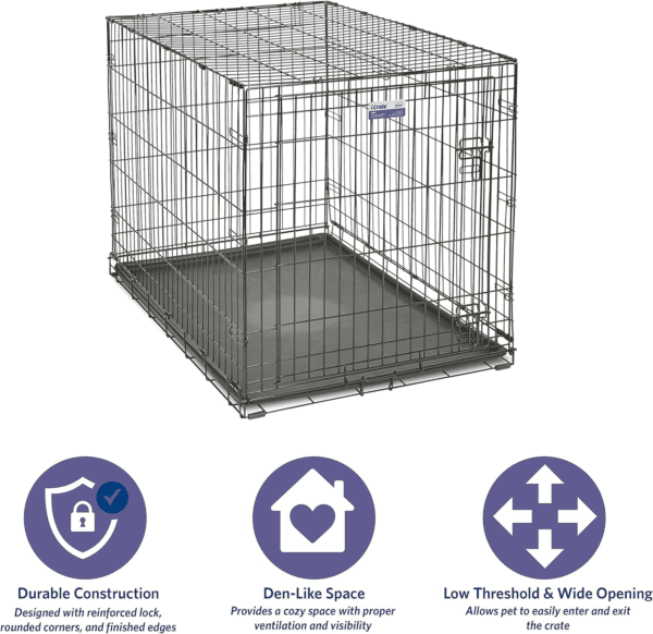 Midwest Homes for Pets Newly Enhanced Single Door Icrate Dog Crate, Includes Leak-Proof Pan, Floor Protecting Feet, Divider Panel & New Patented Features - Image 3