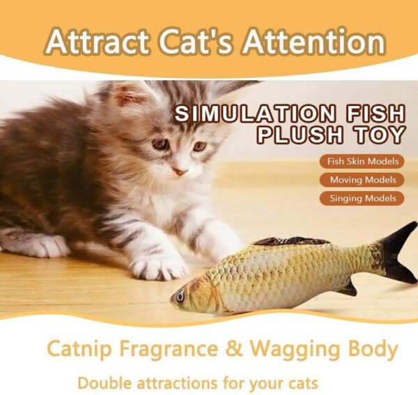 2 Pack Flopping Fish Cat Toy,Electric Moving Fish Toys for Indoor Cats,Realistic Plush Simulation Dancing Wagging Fish Cat Toy Catnip Kicker Bite Toys, Motion Kitten Toy, Interactive Chew Cat Toys - Image 4