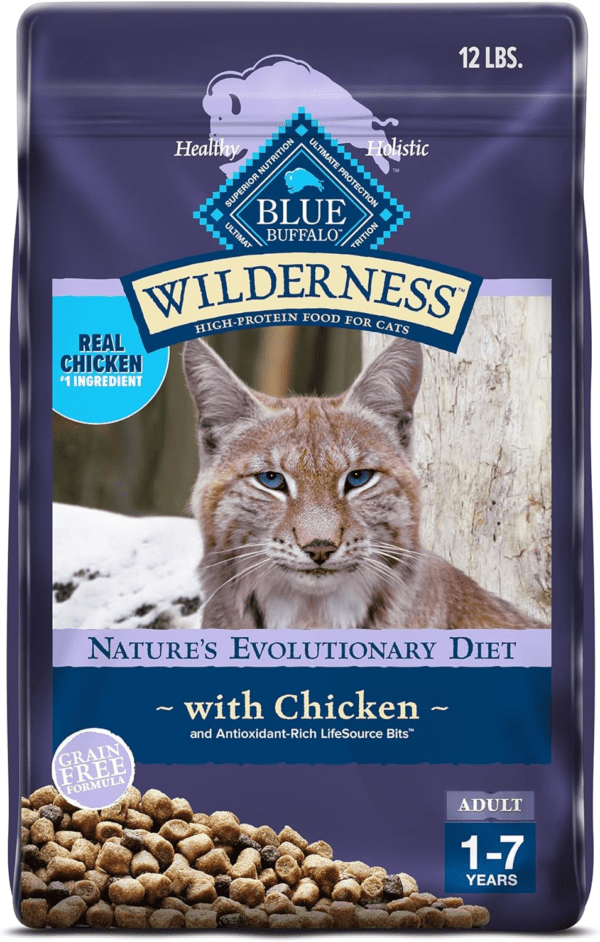 Blue Buffalo Wilderness Natural Adult Dry Cat Food, High-Protein and Grain-Free Diet, Supports Healthy Muscle Development and a Healthy Immune System, Chicken, 12-Lb. Bag - Image 2