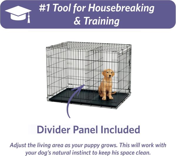 Midwest Homes for Pets Newly Enhanced Single Door Icrate Dog Crate, Includes Leak-Proof Pan, Floor Protecting Feet, Divider Panel & New Patented Features - Image 7