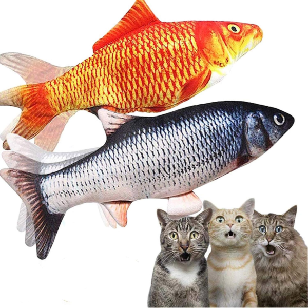 2 Pack Flopping Fish Cat Toy,Electric Moving Fish Toys for Indoor Cats,Realistic Plush Simulation Dancing Wagging Fish Cat Toy Catnip Kicker Bite Toys, Motion Kitten Toy, Interactive Chew Cat Toys - Image 2