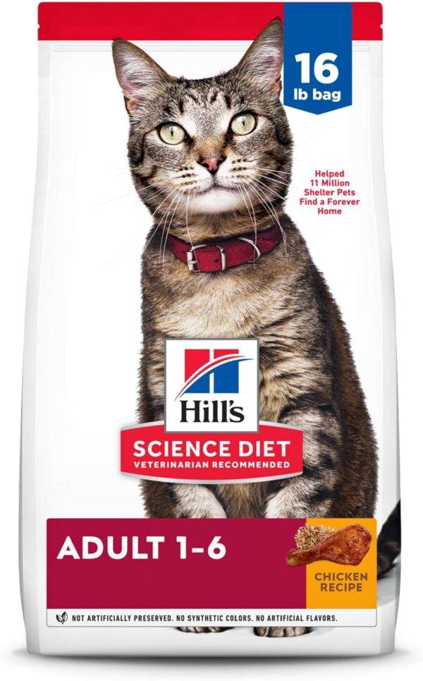 Hill'S Science Diet Adult 1-6, Adult 1-6 Premium Nutrition, Dry Cat Food, Chicken Recipe, 16 Lb Bag