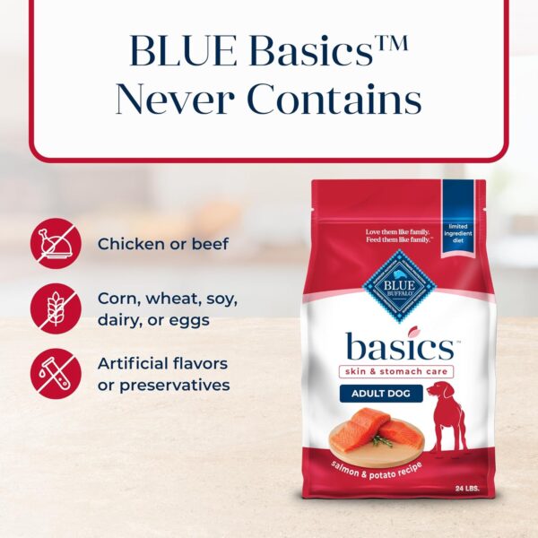 Blue Buffalo Basics Adult Dry Dog Food, Skin & Stomach Care, Limited Ingredient Diet for Dogs, Salmon Recipe, 24-Lb. Bag - Image 7