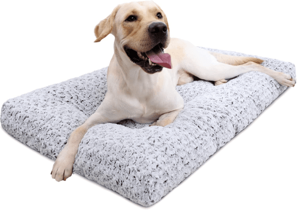 Washable Dog Bed Deluxe Plush Dog Crate Beds Fulffy Comfy Kennel Pad Anti-Slip Pet Sleeping Mat for Large, Jumbo, Medium, Small Dogs Breeds, 53" X 36", Gray - Image 2