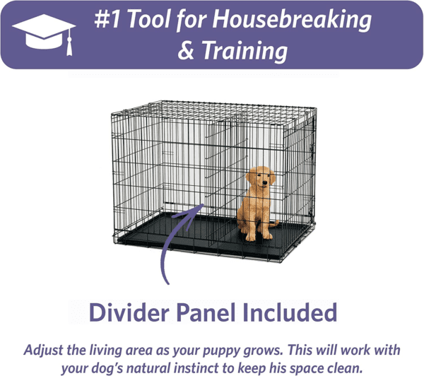 Midwest Homes for Pets Newly Enhanced Single Door Icrate Dog Crate, Includes Leak-Proof Pan, Floor Protecting Feet, Divider Panel & New Patented Features - Image 6