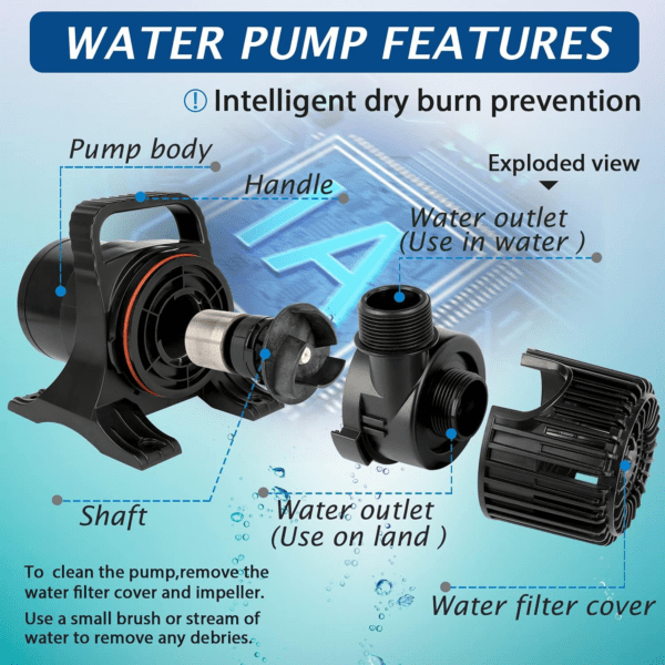 (1700GPH-120W,UL Listed) PS- High Flow Submersible Water Pump - Pond Pump - Submersible Pump - Water Fountain Pump - Aquarium Pump,Ps-1700 - Image 6