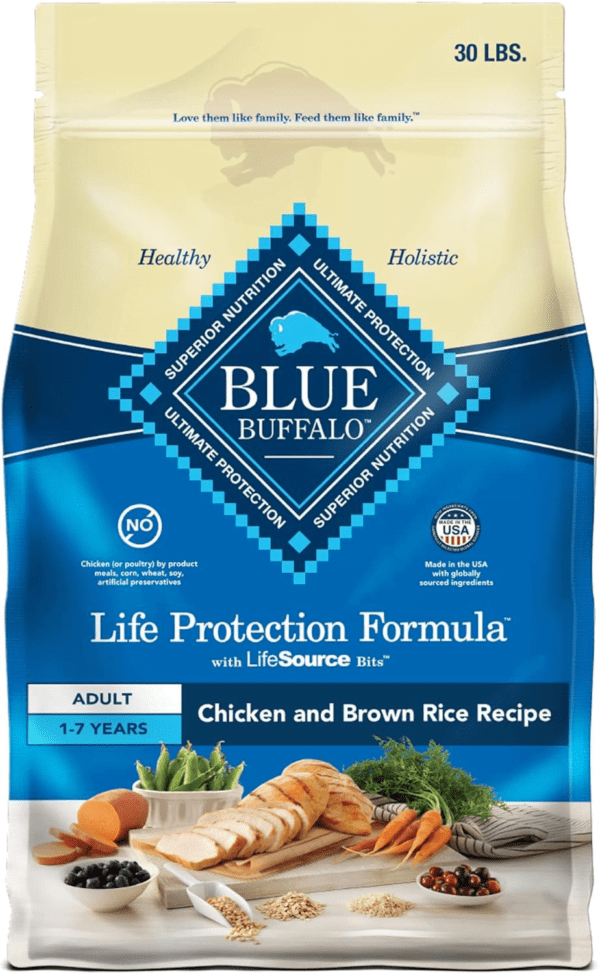 Blue Buffalo Life Protection Formula Adult Dry Dog Food, Helps Build and Maintain Strong Muscles, Made with Natural Ingredients, Chicken & Brown Rice Recipe, 30-Lb. Bag - Image 2