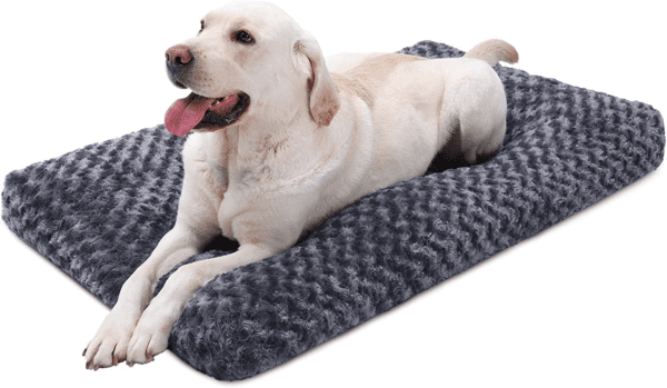 Washable Dog Bed Deluxe Plush Dog Crate Beds Fulffy Comfy Kennel Pad Anti-Slip Pet Sleeping Mat for Large, Jumbo, Medium, Small Dogs Breeds, 53" X 36", Dark Grey - Image 2