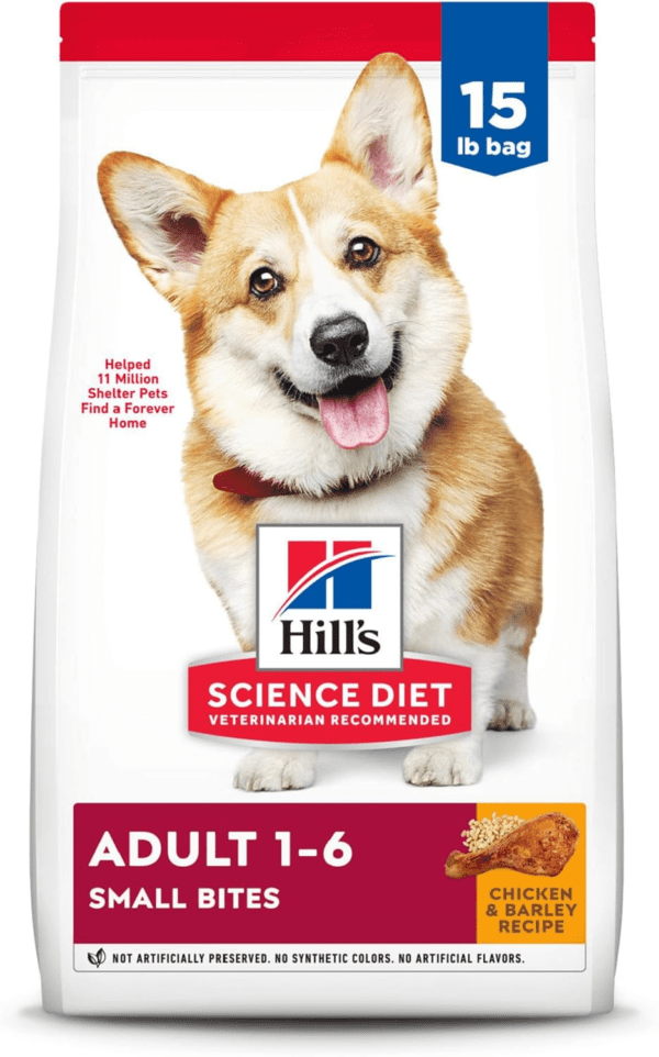 Hill'S Science Diet Adult 1-6, Adult 1-6 Premium Nutrition, Small Kibble, Dry Dog Food, Chicken & Barley, 15 Lb Bag - Image 2